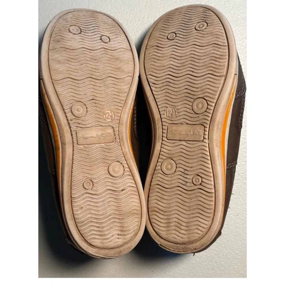 American‎ Eagle Youth Brown Faux Leather Boat Shoes Loafers Size 12.5 Preowned
